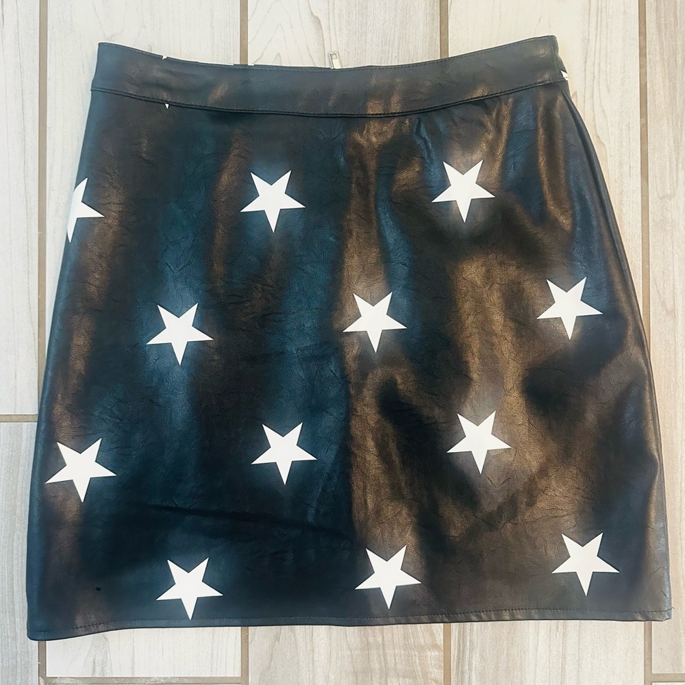 Nasty Gal, Black with White stars, mini skirt, 4